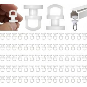 COZERI 100 Pièces Crochet Rideau Rail Coulissant, Glisseur Rail Rideau, Patins à Rideaux pour Rail à Rideaux, Idéal pour Fenêtres et Douche, Installation Facile, Résistant, Parfait pour Créer (MengFeiChangYan, neuf)