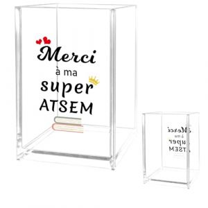 Cadeau Merci Pour Atsem Remerciements Cadeau Anniversaire Pour Atsem Maitresse D'&eacute;cole Cadeaux Merci Maitresse D'&eacute;cole Porte Crayons En Acrylique Cadeaux Remerciements Pour Ma&icirc;tresse Aesh Nounou Noel (LuQinrg, neuf)