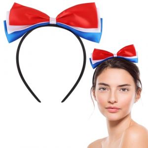 sulanmo Bandeau avec Noeud Tricolore Francais, Serre-Tête Bleu Blanc Rouge Supporter France, Accessoire de Déguisement des Femmes Filles pour Fête Nationale 14 Juillet Carnaval Fan Sportif (sulanmo, neuf)