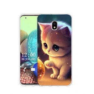 Sunrive Coque Compatible avec Samsung Galaxy J3 2017, TPU Silicone &Eacute;tui Housse Protecteur Souple Gel Transparent Back Cover Mignon Motifs Antichoc Case(Chat, Boule) (sunrive, neuf)