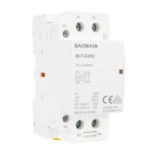 BAOMAIN Contacteur CA, 2 pôles NC, 63A, 220V/240V, tension de bobine, 35 mm Montage sur rail DIN, VDE approuvé, BCT-63/02_2NC (2P 2NC 220V) (BAOMAIN, neuf)