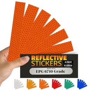 SOLNIT Bandes adh&eacute;sives r&eacute;fl&eacute;chissantes DIN 12899 Haute visibilit&eacute; Autocollantes pour motos v&eacute;los camions remorques et voitures Fabriqu&eacute;es avec ORA FOL EPG 6710 (Orange, 5 x 20,3 cm, 6 pi&egrave;ces) (Solnit Products FR, neuf)