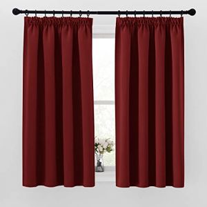 PONY DANCE Rideau Court - Rideaux Occultant Thermique Draperies Opaque Isolants Brise Vue Rideau Chambre Fille Garçons Enfant Adulte, L 140 sur H 145 cm, Rouge, 2 PCs (RYB HOME EU, neuf)