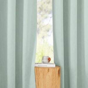 PONY DANCE Rideaux Voilage Lin - Rideau pour Fen&ecirc;tre, Apporter Une Lumi&egrave;re Douce &agrave; Votre Pi&egrave;ce, Decoration Maison Chambre Salon avec Galon Fronceur, Lot de 2, 140x245cm, Vert Clair (RYB HOME EU, neuf)