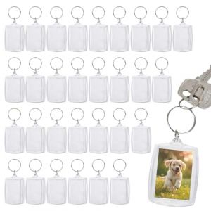 30 Pièces Porte Clef Photo en Acrylique,Photo Vierge Porte Clé Photo Personnalisé,DIY Cadres Photo Porte-Clés Personnalisables,Porte Clé Photo Transparent pour Famille,Couples,Souvenir (Kendwing, neuf)
