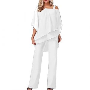 Générique Ensemble De Costume De Soirée Élégant pour Femme Tenue Mariage Femme Our Cocktail, Fête, Pantalon, Chemise en Mousseline De Soie Et Taille Haute (Minenany, neuf)