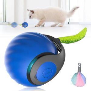 GMTEO Jouet Interactif pour Chat, 2025 Nouveau Jouet pour Chats Balle Interactive Chat avec Queue en Peluche, Intelligent Balle Interieur pour Chiens et Chats (Bleu) (BUke, neuf)