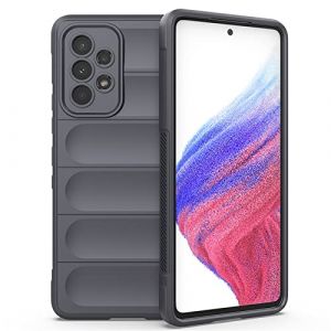 ZZHAO Coque Silicone Liquide pour Samsung Galaxy A53 5G avec Protection Anti-germes et Doublure Douce en Microfibre, Housse Full Body Protection Étui Antichoc (Gris Foncé) (mhhq, neuf)