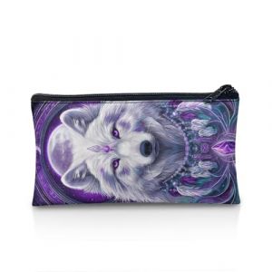 Wnbucioht Trousse à crayons personnalisée pour l'école et les enfants - Pour garçons et filles, Loup violet, Taille unique, Organiseur de sac (fsdfqqqq, neuf)
