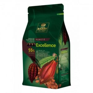 Chocolat de Couverture Noir Excellence pistoles 55% 5 kg (CERF DELLIER, neuf)