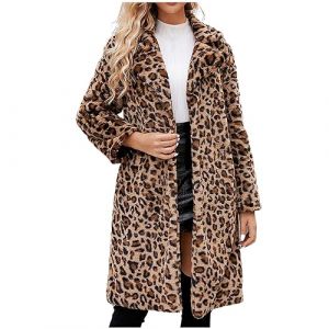 Manteau en Fausse Fourrure Femme, Léopard Manteau en Fourrure synthétique Veste d'hiver Chaude Manteau Élégant Couleur Unie Fluffy Manteau en Fausse Fourrure Polaire Coat Jacket (⭐⭐⭐⭐⭐AEGJEGVD⭐⭐⭐⭐⭐, neuf)
