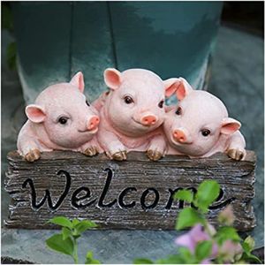 ZEELYDE Statue de d&eacute;co Jardin,Sculpture de Jardin en Plein air Statues de Maison Statues de Cochon D&eacute;coration ext&eacute;rieure Ornements de Cochon Statue en r&eacute;sine d'animaux de la Ferme Peints &agrave; la Main - (zhanghuanuk, neuf)