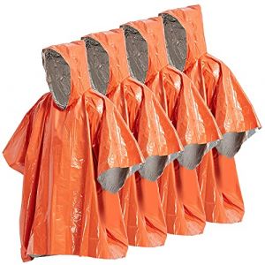 HUIOP Poncho de pluie, lot de 4 poncho de pluie d'urgence, couverture thermique, r&eacute;sistant aux intemp&eacute;ries, &eacute;quipement de survie en plein air, &eacute;quipement de camping, poncho de pluie d'urgence (LIXUNLIAN, neuf)
