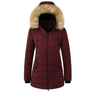 Wantdo Femme Manteau Hiver Chaud Veste Epaisse Manteau &agrave; Capuche en Fausse Fourrure Blouson Hiver Chaud Parka Hiver Chaude Multi-Poche Rouge XL (C'est&nbsp;la&nbsp;vie, neuf)