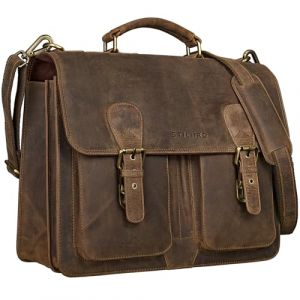 STILORD 'Denver' Grand Sacoche Homme Cuir Marron - Sacoche Porte Document pour Ordinateur 15,6-16 Pouces Vintage - comme Serviette Professeur ou Sac pour Le Cours (STILORD Cuir, neuf)