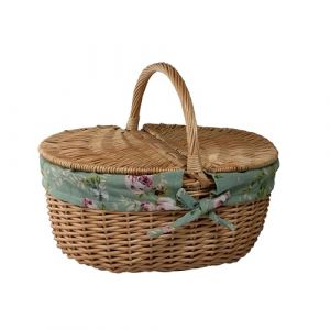 Arthur Cameron Panier pique-nique ovale en osier naturel avec doublure amovible (rose anglaise) (Arthur Cameron, neuf)