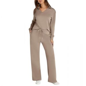 Ensemble Loungewear Femme Jogging Femme Ensemble Homewear Surv&ecirc;tements Femme Tenue D'Int&eacute;rieur Femme Tracksuit Women Surv&ecirc;tement Femme Hiver Tenue D&eacute;tente Jogging Suit Femme Grande Taille Kaki XS (Pengniao, neuf)