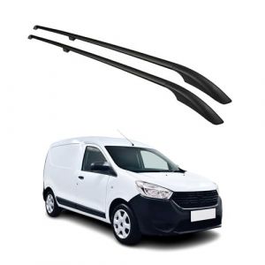 Barres de Toit longitudinales Compatible avec Dacia Dokker 2012-2021 Aluminium Noir 2Pcs (omacfrance, neuf)