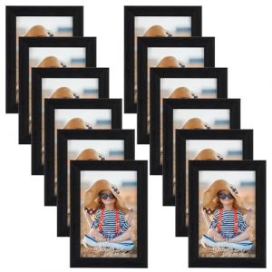 EXYGLO Cadre Photo 10x15 cm Noir Lot de 12, Cadre Multi Photo Mural ou à Poser pour Chambre, Bureau, Salon, Galerie et Cadeau (YiShiGongYingLian, neuf)