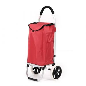 43.5Litres Aluminium Chariot de Courses Pliable avec Compartiment étanche, Grand Caddie Course, Chariot à roulettes, cadie a roulettes de Courses, Sac a Roulette Course, Shopping Trolley - Rouge (Trade 2u, neuf)