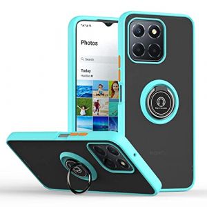 BORYA Coque pour Honor X6/Honor X8 5G/Honor 70 Lite, Antichoc Tr&egrave;s Mince Premium Souple Translucide Givr&eacute; Silicone TPU+PC Housse, Mat Anneau Magn&eacute;tique Support &Eacute;tui, Bleu Ciel (Boerya, neuf)
