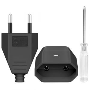 AXFEE 2PCS Prise Electrique Femelle, 250V 2.5A Coupleurs Plats Euro, 2 Broches Fiche européenne plate, Fiche Electrique Femelle Plate avec Tournevis, pour Appareils Electroménagers(Nior) (Ouuze, neuf)