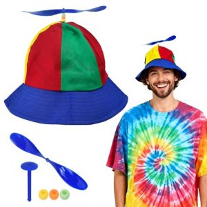VGECEE Casquette &agrave; H&eacute;lice Chapeau de P&ecirc;cheur avec H&eacute;lice Casquettes &agrave; H&eacute;licopt&egrave;re Chapeau H&eacute;lices Color&eacute;e Bonnet d'H&eacute;lices Amusant Convient aux Adultes Enfants pour Cosplay Costume F&ecirc;te Cadeau (Teksyjiuh, neuf)