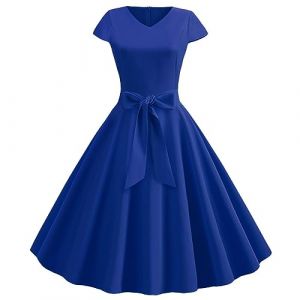 Robe Ann&eacute;es 50 Vintage Femme Retro Rockabilly Pin-Up Chic Et Elegante Robes sans Manche Dos Nu Ann&eacute;es 1950 50 60 Swing Casual Dress De Mariage Audrey Hepburn Retour Soir&eacute;e F&ecirc;te (qiaoxiahe, neuf)