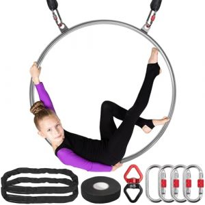 DASKING Cerceau aérien à 2 points – 80 85 90 cm en acier inoxydable avec sac portable, capacité de 226,8 kg, kit d'anneau de gréement à suspendre pour fitness, cirque, entraînement acrobatie, danse (DASKLING, neuf)