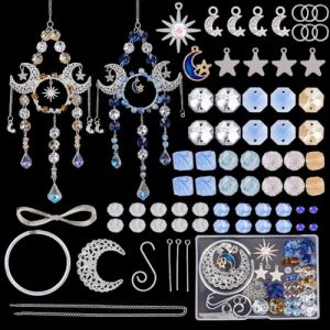 SUNNYCLUE 1 bo&icirc;te DIY 2 ensembles Kits de Fabrication D'Attrape Soleil en Cristal Attrape Soleil Vintage Bleu Orange en Verre &agrave; Facettes Perles Soleil Lune &Eacute;toile Attrape Soleil Suspendu Arc en Ciel F (SUNNYCLUE  FR, neuf)