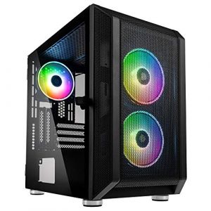 KOLINK Citadel Mesh Boitier Mini Tour Micro ATX LED ARGB- Toure PC Gameur - Boitier PC Verre Trempé - Tour D'ordinateur Vide avec Ventilateur - Boitier RGB ATX - Noir (Tec & More, neuf)
