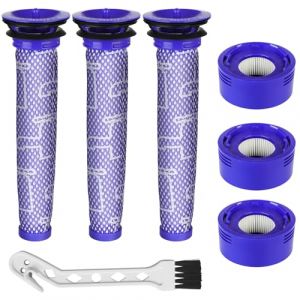 6 Filtres V7 V8 pour Dyson, 3 filtres HEPA et 3 pré-filtres pour aspirateurs Dyson V8 V7 Animal Absolute Motorhead, livré avec 1 brosse de nettoyage. Remplace # 965661-01 et 967478-01 (RETROSI FRANCESCO, neuf)