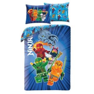 Halantex Parure de Lit Lego Ninjago, Housse de Couette R&eacute;versible 140x200 cm + Taie d'oreiller, 100% Polyester (Theonoi, neuf)