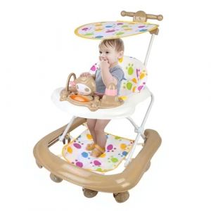 Trotteur Bébé Garçon&Fille 3 en 1 avec Hauteur Réglable, Trotteur Marche Bébé avec Musique,8 roues, musique, auvent (rotation de 360 degrés),Kaki (Willanmd, neuf)