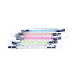 MOTHNUR Pinceaux Nail Art Silicone Double Tête avec Tête Souple pour Sculpture et Gravure Stylo Manucure avec Manche Acrylique Transparent et Cristal Outil pour Set Manucure Pedicure Vert (Huajiay, neuf)