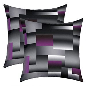 G&eacute;om&eacute;trique Lot De 2 Taie d'oreiller 60x60cm G&eacute;om&eacute;trie Violette Gris Noir Housse Coussin Pour Maison Le Salon D&eacute;cor Taie Oreiller R&eacute;versible Lignes Ray&eacute;es Plaid Modern Art D&eacute;cor Housse de Coussin (Bofanshangmao, neuf)