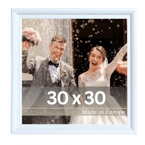 Victor Cadre Photo Rubens en 30x30 cm Blanc - Bar: 30x20mm - Verre Véritable - Châssis pour l'image Baroque - Antique - Vintage 30x30 - Carré (Victor_Store, neuf)