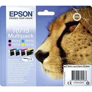 Epson Multipack T0715 Cartouche d'encre d'origine Noir/Jaune/Cyan/Magenta 430 Pages (TP toner partner, neuf)