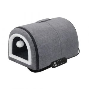 Panier Chauffant pour Chat, Niche pour Chat avec Toit Arqu&eacute;, Nid Douillet Semi-Ferm&eacute; &agrave; Toit Arqu&eacute; avec Thermostat Amovible et R&eacute;glable pour Toutes Saisons Salon Ext&eacute;rieur (yumksn, neuf)