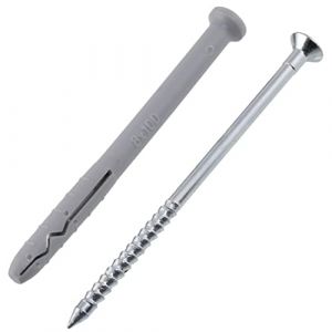 AERZETIX - C65089 - Lot de 25 Chevilles &agrave; Clou/Frapper &Oslash;8x100 mm + vis а t&ecirc;te frais&eacute;e &Oslash;5&times;105 mm avec collerette - en Nylon et m&eacute;tal - Fixation en b&eacute;ton Brique Outil mat&eacute;riaux Plein travaux per&ccedil;age (Tuning, neuf)