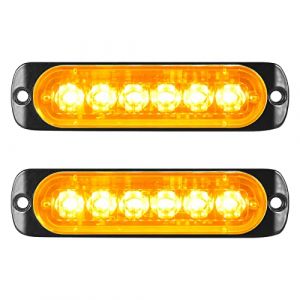 Willpower 2pcs 6LED Feu Stroboscopique Urgent Ambre Feux de Gabarit Latéraux Voiture 12V 24V Barre Lumineuse LED Balise Clignotante de Sécurité pour Remorque Utilitaire Bateau Tracteur Véhicule (YZ-EU, neuf)