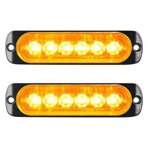 Willpower 2pcs 6LED Feu Stroboscopique Urgent Ambre Feux de Gabarit Latéraux Voiture 12V 24V Barre Lumineuse LED Balise Clignotante de Sécurité pour Remorque Utilitaire Bateau Tracteur Véhicule (YZ-EU, neuf)