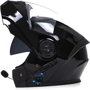 Adulte Bluetooth Modulable Casque Moto Homme Et Femme ECE Homologué Flip Up Casque Moto avec Double Visière pour Anti-Collision Casque Scooter Integral Modulable Locomotive Casque (GLHXD, neuf)