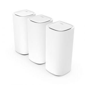 Linksys Syst&egrave;me WiFi 6E Mesh Linksys Velop Pro MX6203-KE &ndash; Routeur Cognitive Mesh 6 GHz et 5,4 Gbit/s &ndash; Couverture Multiroom Jusqu&rsquo;&agrave; 825 m&sup2; et 600 Appareils &ndash; Lot de 3 (JEROSTOCK, neuf)