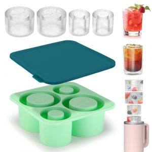 Auauraintt Bac à glaçons en silicone pour tasse Stanley,bacs à glaçons réutilisables à 3 cylindres creux,bac à glaçons en silicone avec couvercle,sans BPA,accessoires pour glaçons de 20-40 oz (A) (Au_Rain Store, neuf)