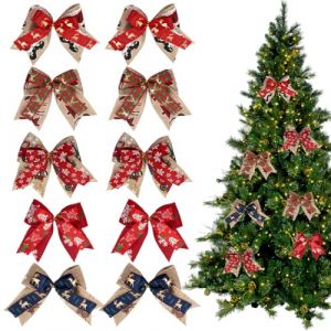 10 Pi&egrave;ces Noeud de Ruban de No&euml;l Noeuds de No&euml;l Noeud Rouge Noel de Satin D&eacute;corations de No&euml;l Festives Noeuds de Flocon de Neige pour Sapin de No&euml;l Sapin de No&euml;l Cadeaux Artisanat (ZHANG  ZHAOHAI store, neuf)