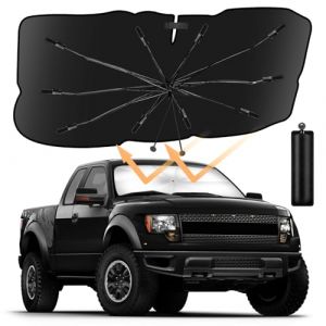 Parapluie Pare Soleil Voiture,Parasol de Pare-Brise pour Voiture,Pare Soleil Soiture Avant Pliable Blocage des UV et de la Chaleur pour la Plupart des Voitures (145×85cm) (Seachrgif, neuf)