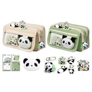 2 Pièces Trousse Scolaire Panda, Trousse à Crayons de Grande Capacité, Étui À Crayons Panda Kawai-i, Sac à Crayons école Trousse Panda avec Plusieurs Compartiments pour Filles et garçons (taoynm, neuf)