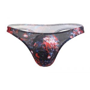 Maiclaice Homme élasthanne Tanga Vintage Taille Basse Printed Bikini Élastique Shorty Slip Sport sous-vêtementNoirXX-Large (Maiclaice, neuf)