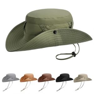 AYPOW Chapeau de Soleil Hommes Femmes Imperm&eacute;able UPF 50+, Large Bord Pliable Respirant Toutes Saisons Bucket Hat, Style Cowboy Chapeau Boonie Chapeau Voyage Randonn&eacute;e Safari, Chapeau d'&eacute;t&eacute; Outdoor (nxpoy, neuf)